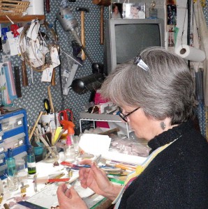 Barb Fernald at work in her studio