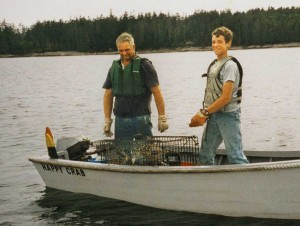 two men on small boat