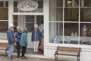 June outside her gift shop on North Haven