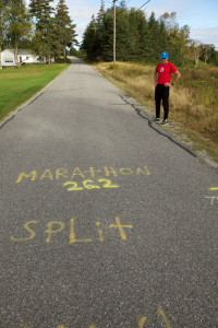 race markings spray painted on a road