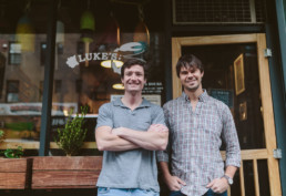 Luke Holden, left, and Ben Conniff photographed in front of restaurant