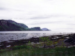 Newfoundland landscape with water and mountains