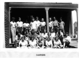 old black and white image of campers
