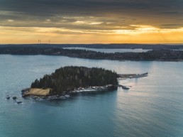 island photographed from above around sunset