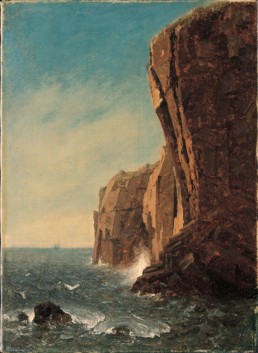 oil painting of tall ocean cliffs