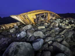 shipwreck photographed at night
